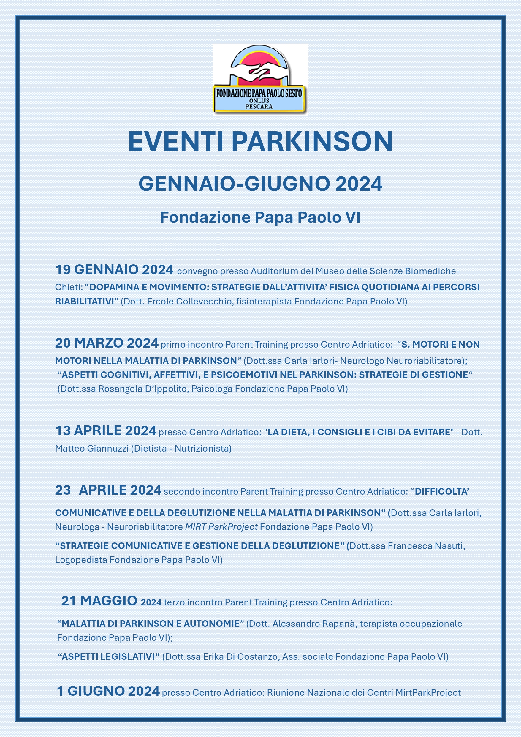 EVENTI PARKINSON 2024 pescara